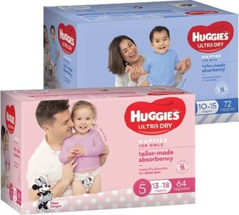IGA Huggies nappies or nappy pants 46-108 pack selected varieties offer