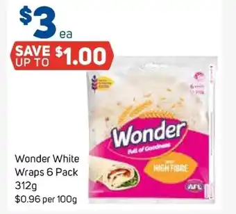 Foodland Wonder White Wraps 6 Pack 312g offer