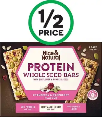 Woolworths Nice & natural wholeseed, nut butter or thins bars 120-175g pk 5/6 offer