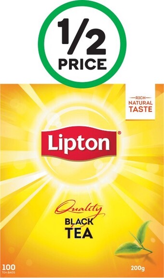 Woolworths Lipton quality black tea bags pk 100 offer