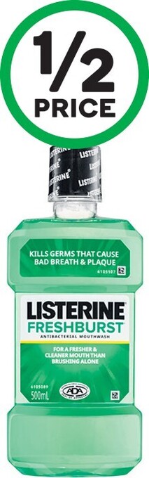 Woolworths Listerine freshburst mouthwash 500ml offer
