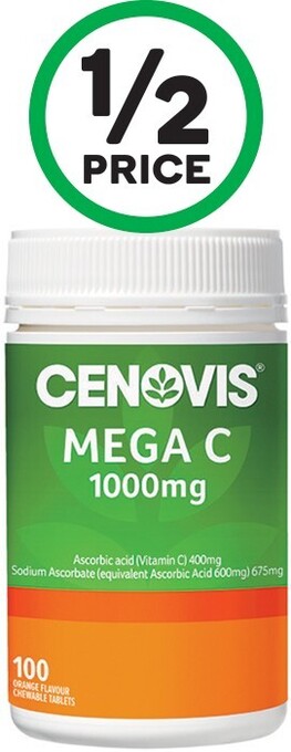 Woolworths Cenovis mega c 1000mg chewable tablets pk 100~ offer