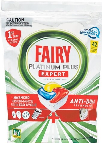 Woolworths Fairy platinum plus dishwasher tabs pk 42 offer