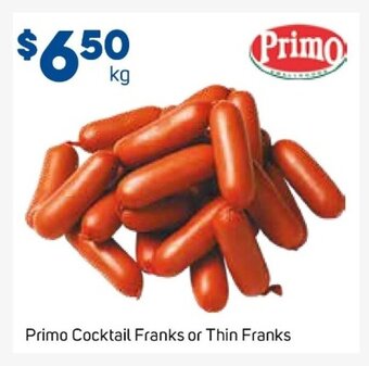 Foodland Primo Cocktail Franks or Thin Franks offer