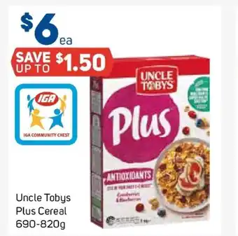Uncle Toby's Plus Cereal 690-820g
