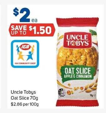 Foodland Uncle Tobys Oat Slice 70g offer