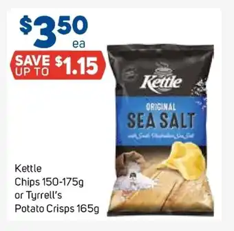 Foodland Kettle Chips 150-175g or Tyrell's Potato Crisps 165g offer