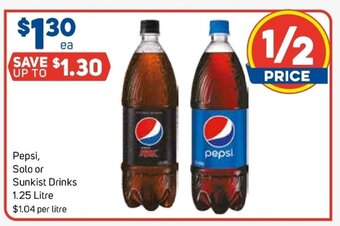 Foodland Pepsi, Solo or Sunkist Drinks 1.25 Litre offer
