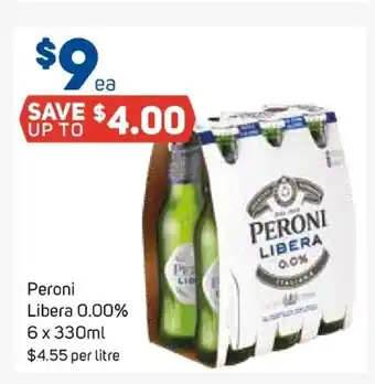 Foodland Peroni Libera 0.00% 6x330ml offer