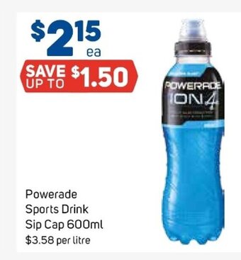 Foodland Powerade Sports Drink Sip Cap 600ml offer