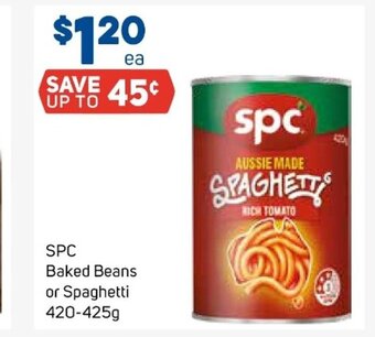 Foodland SPC Baked Beans or Spaghetti 420-425g offer