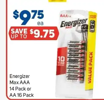 Foodland Energized Max AAA 14 Pack or AA 16 Pack offer