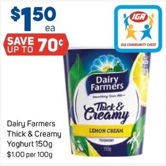 Foodland Dairy Farmers Thick & Creamy Yoghurt 150g offer