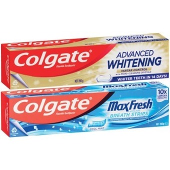 Coles Colgate advanced whitening or max fresh toothpaste 180g-200g offer