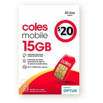 Coles Coles mobile $20 prepaid sim offer