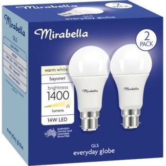 Coles Mirabella 14w gls led light globe 2 pack offer