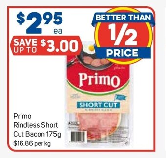 Foodland Primo Rindless Short Cut Bacon 175g offer