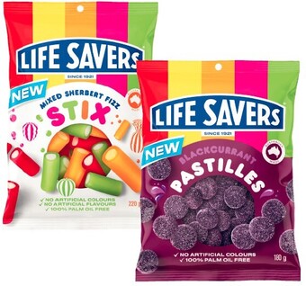 Coles Lifesavers candy bag 180g-220g offer