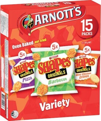 Coles Arnott's multipack shapes crackers 15 pack offer