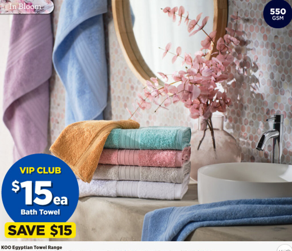 Koo Egyptian Towel Range offer at Spotlight