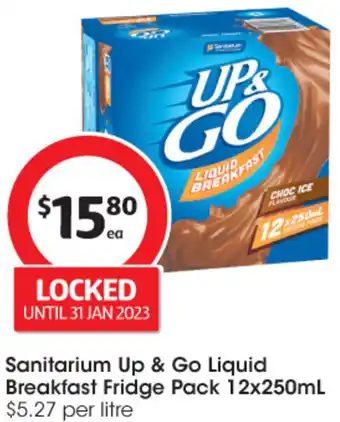 Coles Sanitarium Up & Go Liqud Breakfast Fridge Pack 12x250ml offer