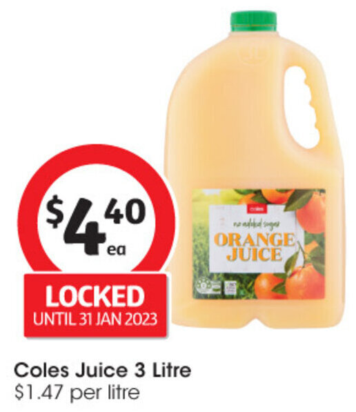 Coles Juice 3 Litre offer at Coles