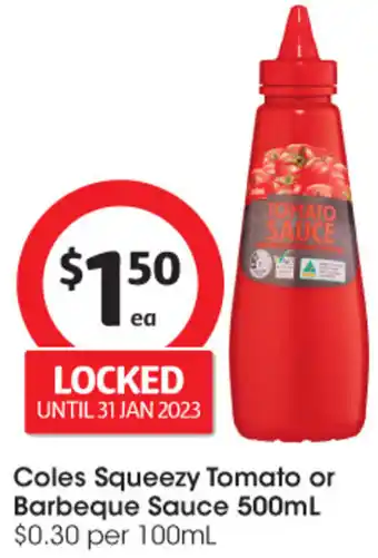 Coles Coles Squeezy Tomato or Barberque Sauce 500ml offer