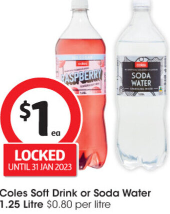 Coles Coles Soft Drink or Soda Water 1.25 Litre offer