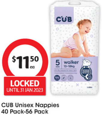 Coles CUB Unisex Nappies 40 Pack-56 Pack offer