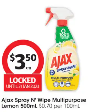 Coles Ajax Spray N' Wipe Multipurpose Lemon 500ml offer