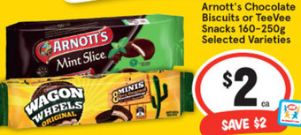 IGA Arnott's Chocolate Biscuits Or TeeVee Snacks 160-250g Selected Varieties offer