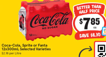 IGA Coca-Cola, Sprite or Fanta 12x300ml Selected Varieties offer