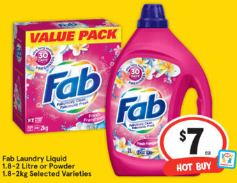 IGA Fab Laundry Liquid 1.8-2 Litre or Powder 1.8-2Kg Selected Varieties offer