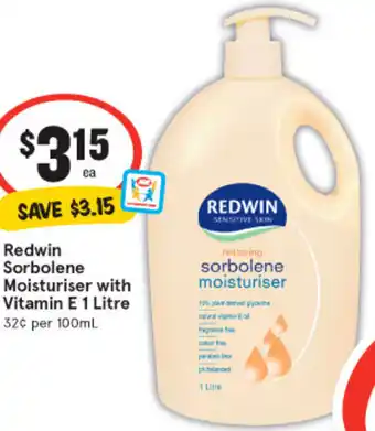 IGA Redwin Sorbolene Moisturiser With Vitamin E 1 Litre offer