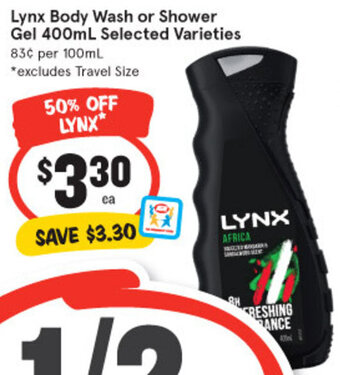 IGA Lynx Body Wash or Shower Gel 400ml Selected Varieties offer