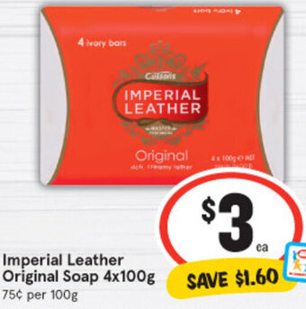 IGA Imperial Leather Original Soap 4x100g offer