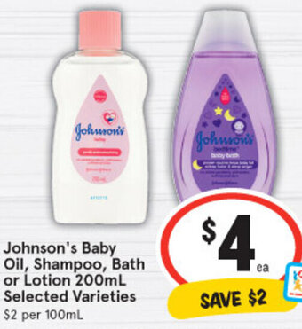 IGA Johnson's Baby Oil, Shampoo, Bath or Lotion 500ml Selected Varieties offer