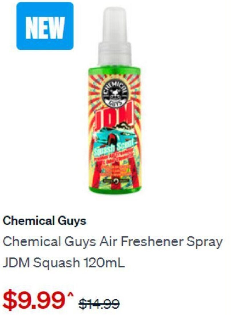Chemical Guys Air Freshener Spray JDM Squash 120ml offer at SuperCheap Auto