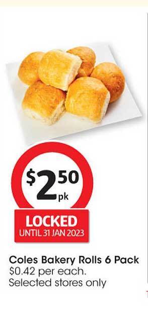 Coles Coles bakery rolls 6 pack offer