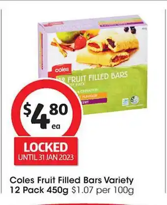 Coles Coles fruit filled bars variety offer