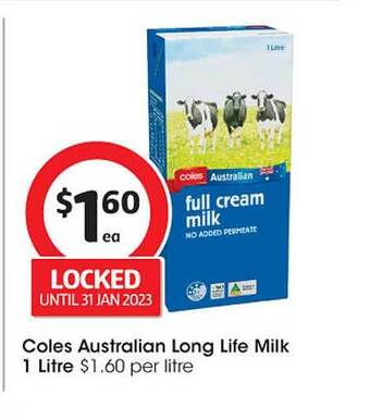 Coles Coles australian long life milk offer