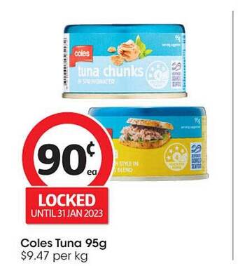 Coles Coles tuna 95g offer