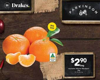 Drakes Australian afourer mandarins offer