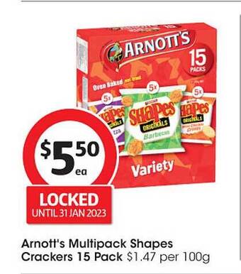 Coles Arnott's multipack shapes crackers offer
