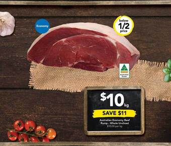 Drakes Australian economy beef rump whole unsliced offer