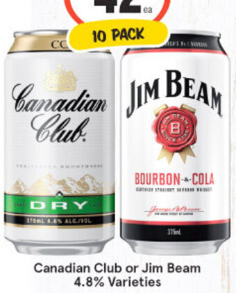 IGA Liquor Canadian Club or Jim Beam 4.8% Varieties offer
