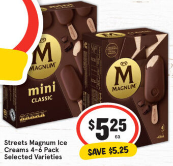 IGA Streets Magnum Ice Creams 4-6 Pack Selected Varieties offer