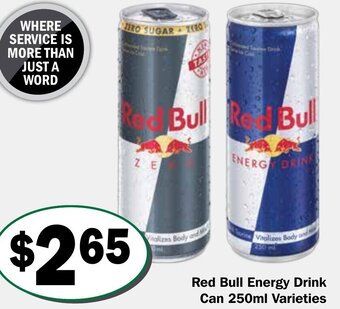 Friendly Grocer Red Bull Energy Drink Can 250ml Varieties offer