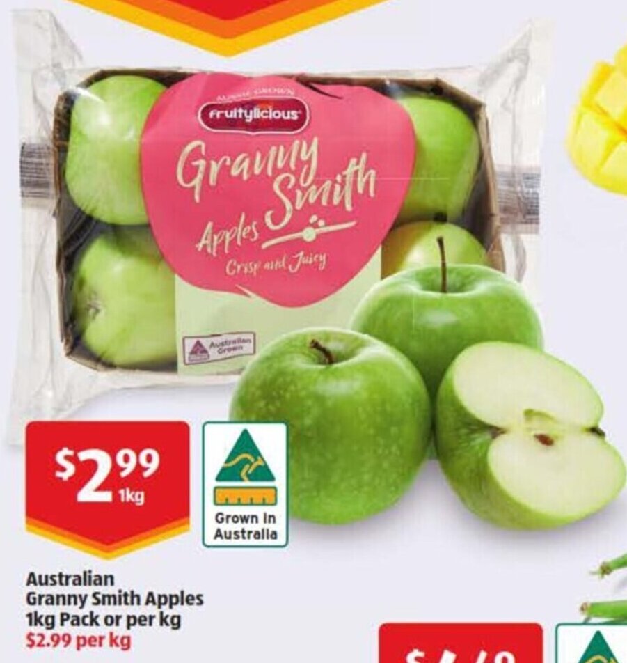 Australian Granny Smith Apples 1Kg Pack Or Per Kg offer at ALDI