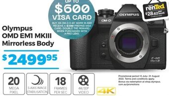 Teds Cameras Olympus OMD EM1 MKII Mirrorless Body offer